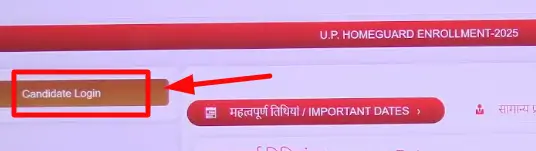 Choosing Candidates Login Option